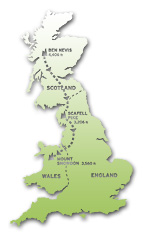 UK Map- 3 Peaks, 3 Countries, 24 Hours